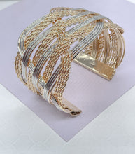 Load image into Gallery viewer, 18k Gold Filled Two-Tone XL Thick Multi-Twist Braided Cuff Bracelet
