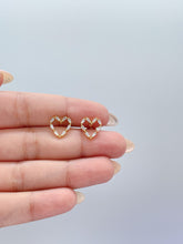 Load image into Gallery viewer, 18k Gold Filled Baguette Stone-Patterned Heart Stud Earring, Gifts For Her, Dainty Studs, Birthday Gift
