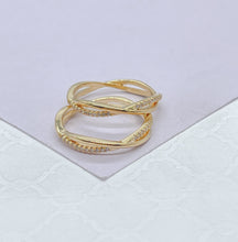 Load image into Gallery viewer, 18k Goldfilled Minimalist Twisted Ring With Micro CZ Pave, Minimalist Ring, Dainty Ring, Twist Ring
