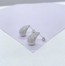 Load image into Gallery viewer, 18k Gold Filled Chunky Tear Drop Earring Covered in Pave CZ Stones, Available in 2 sizes
