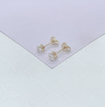Load image into Gallery viewer, 18k Gold Filled Cubic Zirconia Square Stud Earrings, Princess Cut Square Studs, Diamond Cut studs, Stud Earrings, Dainty Studs
