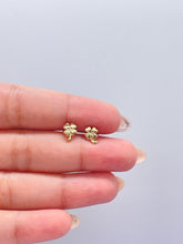 Load image into Gallery viewer, 18k Gold Filled Gold Dainty Clover Stud Earring, Dainty Stud, Gold Studs Gift for her, St Patrick&#39;s Studs, Childrens Jewlery, Baby Studs

