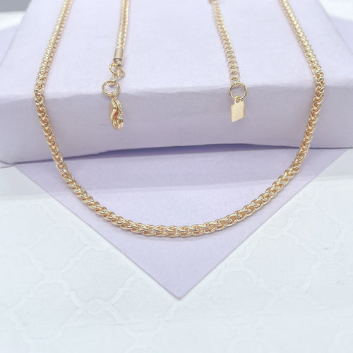 18K Gold Filled 2mm Wheat Link Tube ,Daily Jewlery, Dainty Necklace,