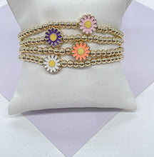 Load image into Gallery viewer, 18k Gold Filled Elastic Colorful Flower Beaded Bracelet, Available in 4 Colors
