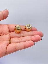 Load image into Gallery viewer, 18k Gold Filled Sphere Ball Huggie Hoop Earrings, Minimalist Jewlery, Art Nouveau Hoops, Statement Hoops, Plain Hoops
