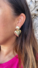 Load image into Gallery viewer, 18k Gold Filled Giant Puffy Dangle Heart Earrings, Heart Jewlery, Love Earrings, Gifts for her, Statement Earrings
