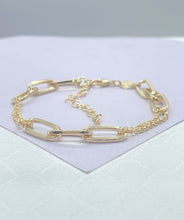 Load image into Gallery viewer, 18k Gold Filled Thin Long Smooth Paper Clip Link pattern with Rolo Chain
