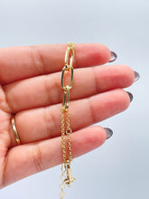 Load image into Gallery viewer, 18k Gold Filled Thin Long Smooth Paper Clip Link pattern with Rolo Chain

