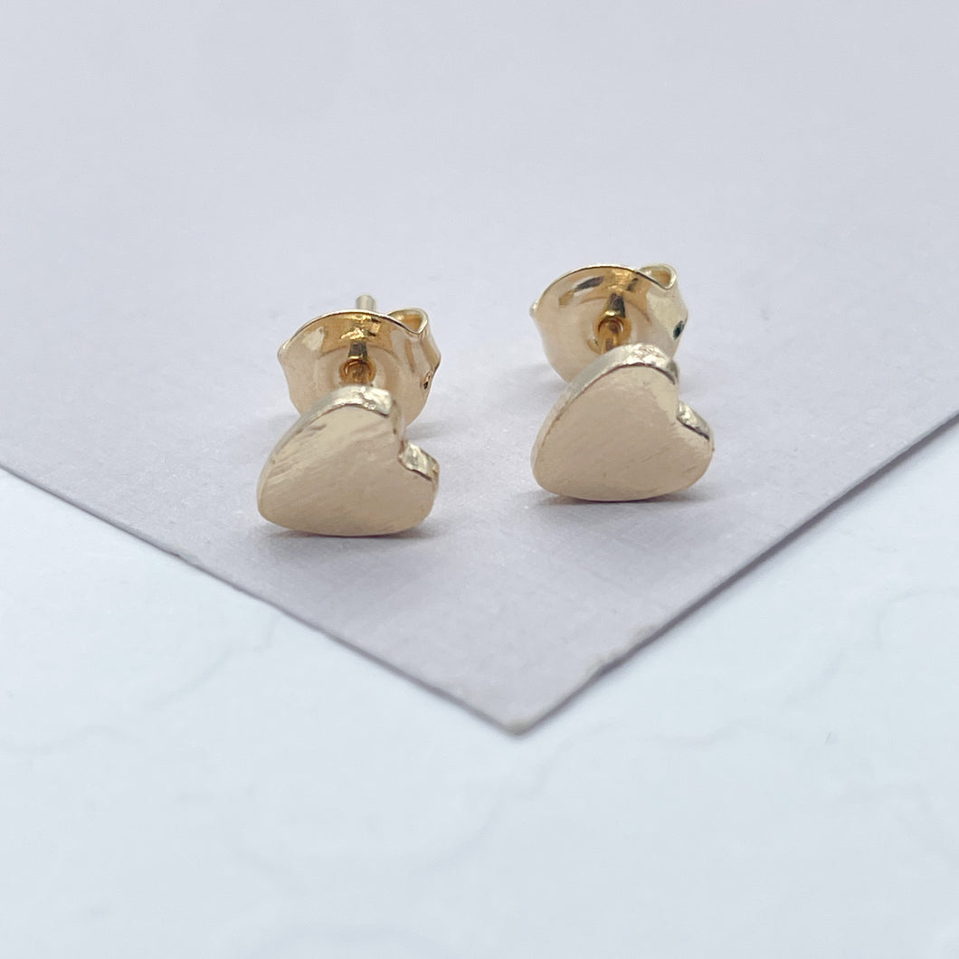18k Gold Filled Plain Mini Heart Stud Earrings